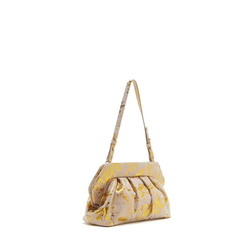 Amari Clutch, Taupe/Gold :|